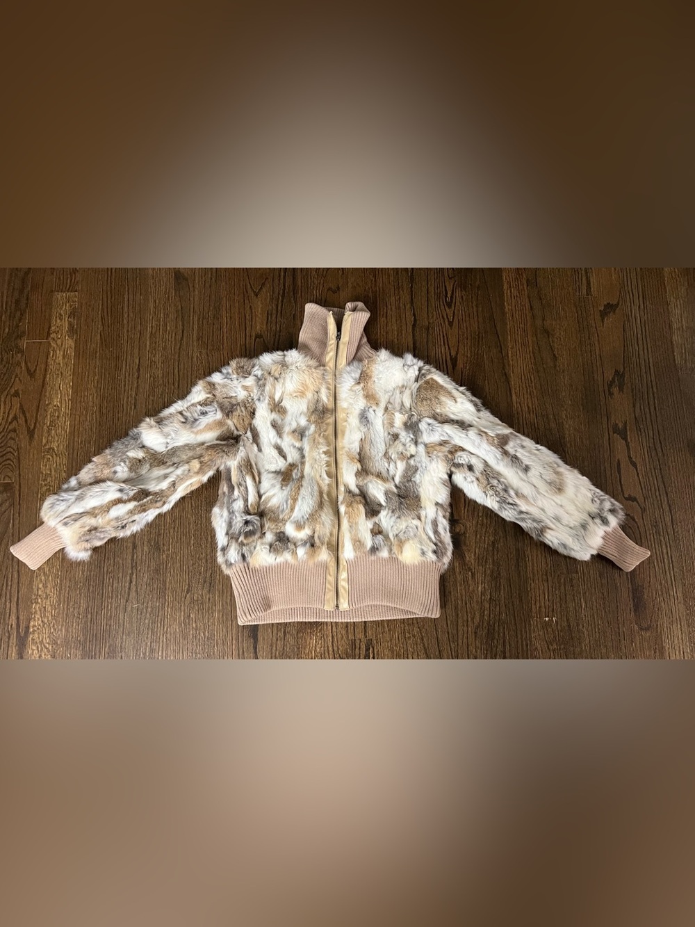 Genuine Rabbit Fur Shell Jacket - Neutral Tones